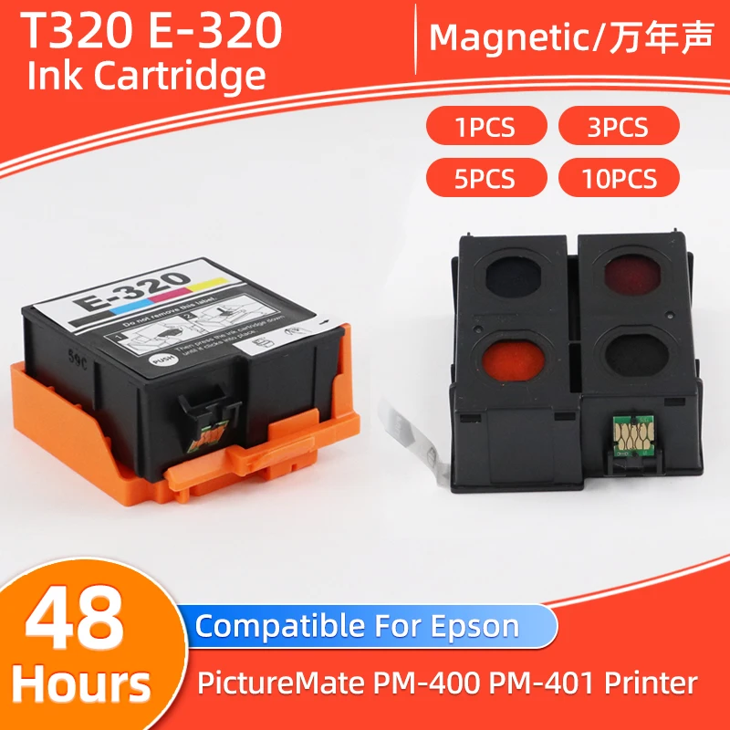 1~10Pcs T320 E-320 Premium Color Inkjet Ink Cartridge Compatible For Epson Picturemate PM-400 PM-401 Printer Ink Cartridge Cmyk-image