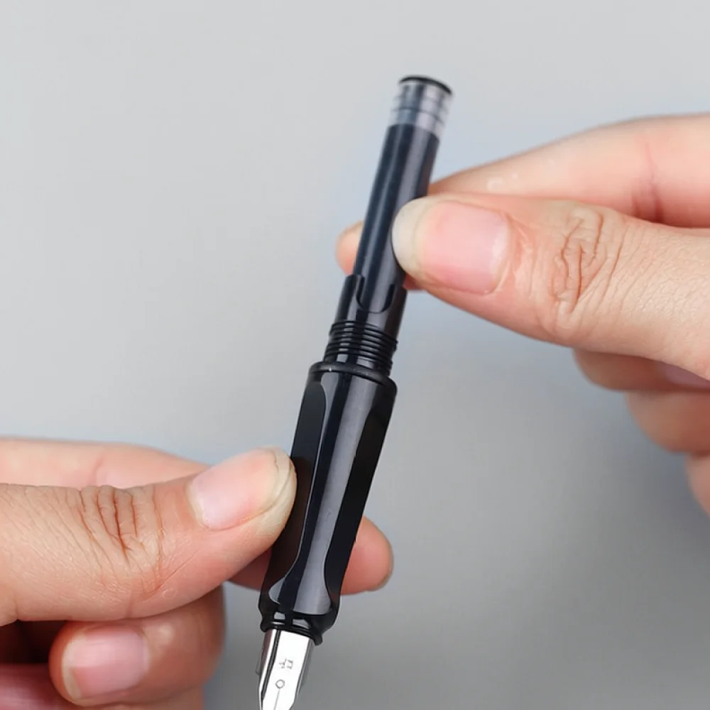 Refillable Fountain Pen Ergonomic Grip Transparent Plastic Writing Instrument Student Office School Stationery Gift Set