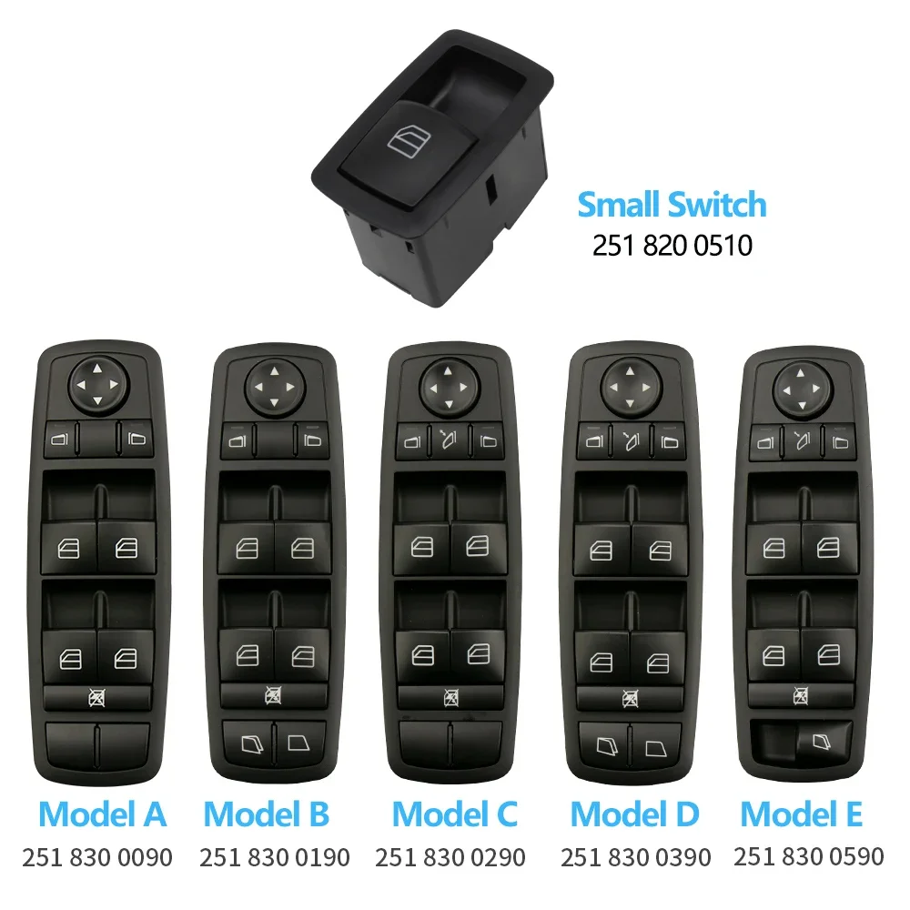 Auto Power Window Master Control Switch Interior Parts For Mercedes Benz W164 W251 ML GL R Class OE 2518300590 2518300290