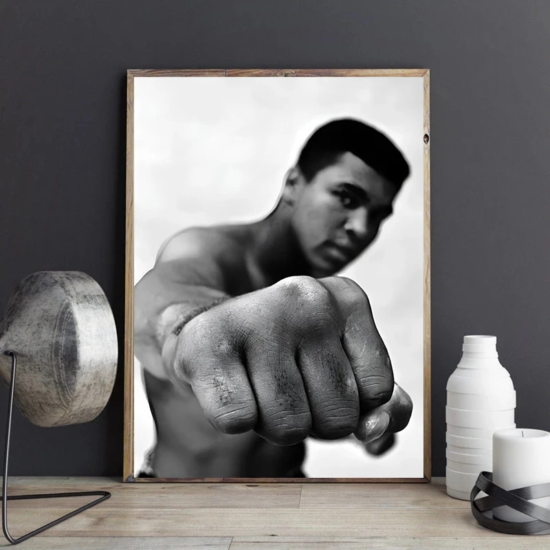 Black and White Boxer Boxing Champion Wall Art Poster Motivational Quote Prints Canvas Painting Living Room Home Decor Cuadros