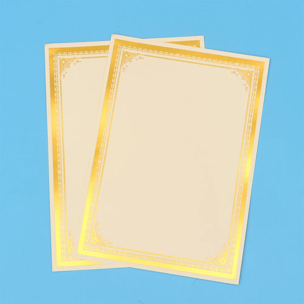 

8 Sheets A4 Certificate Paper Blank Diploma Paper Gold Plated Award Sheets for Classroom End of Year Academic Recognition Use