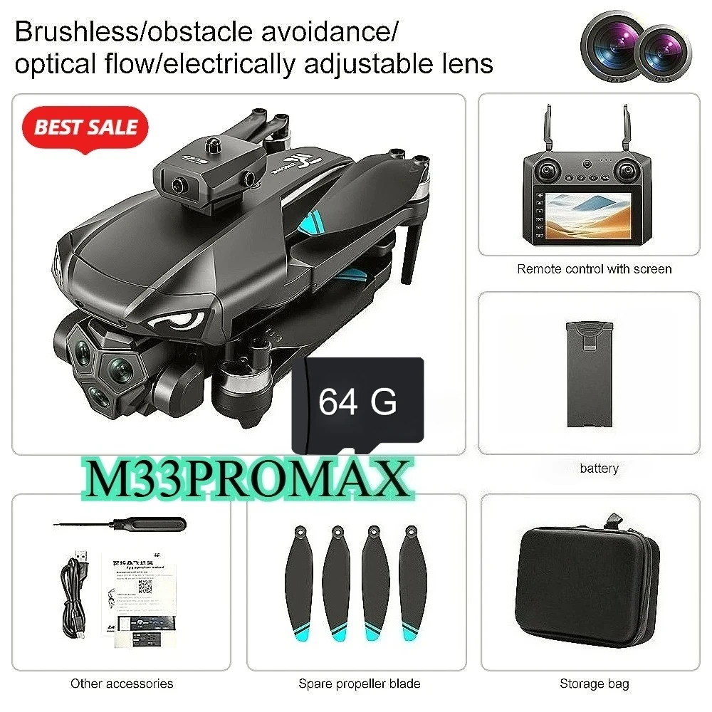 

M33 Outdoor Drone Professional HD ESC Sero Dual Camera 5G Wifi GPS Foldable Four Axis Brushless Optical Flow Drone dji fpv