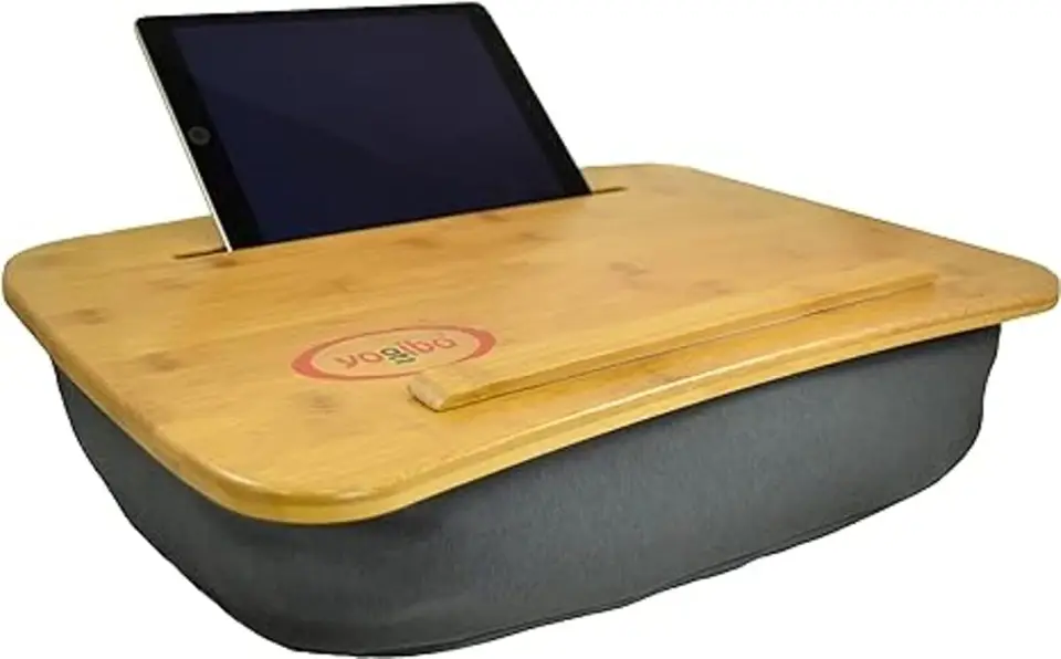 Ergonomic Bamboo Lap Desk with Cushion and Slot