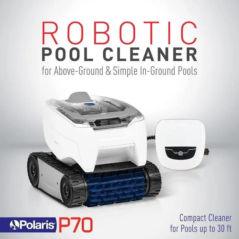 Limpador robótico de piscina Polaris P70 para piscinas acima do solo, tampa transparente com vasilha de filtro de fácil limpeza, compacto e leve