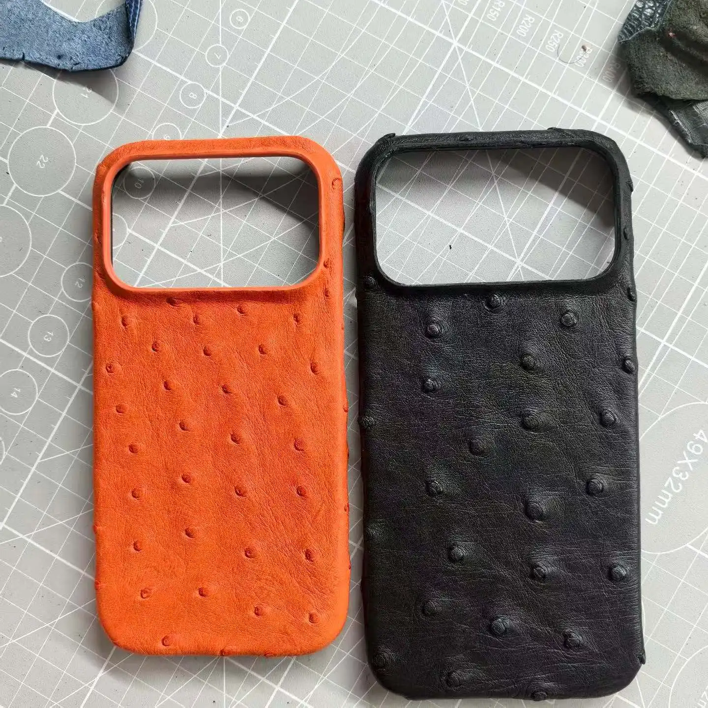 

Handmade Natural Genuine Ostrich Leather Case for iPhone 17 Pro Max 17Pro 16Pro 15Pro Business Shockproof Armor Back Cover