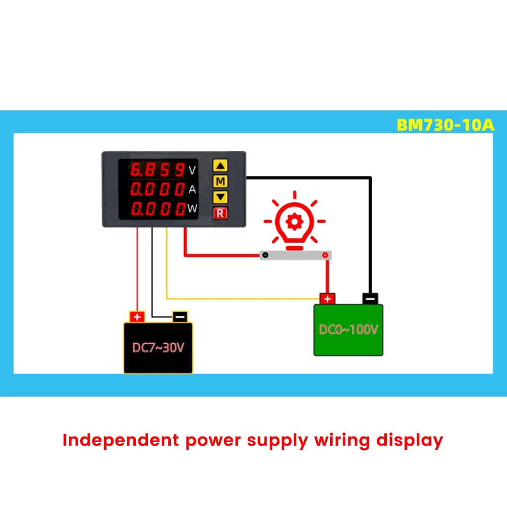 Imagem -02 - Voltímetro e Amperímetro Digital Medidor de Potência e Energia Detector de Tensão Monitor Atual Bm730 dc 0100v 10a 1000w