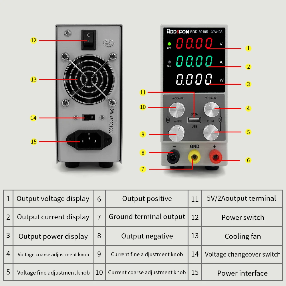3010S DC Power Supply Variable 30V 0-10A Switchable Multifunctions DC Power Supply Adjustable Different Voltages Regulator Bench