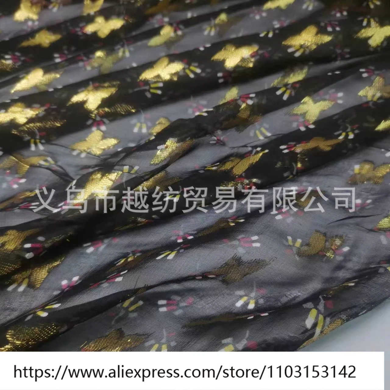 Zomer lichte en enigszins transparante zijden chiffon bedrukte geweven smalle stof 6momme jurk sjaal