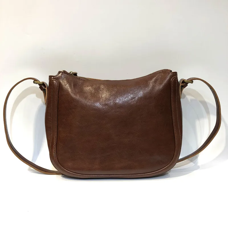 Vintage Natural Leather Messenger Bag Simple Women Crossbody Bags Vegetable Tanned Cowhide Single Shoulder Bag Female Purse Tote