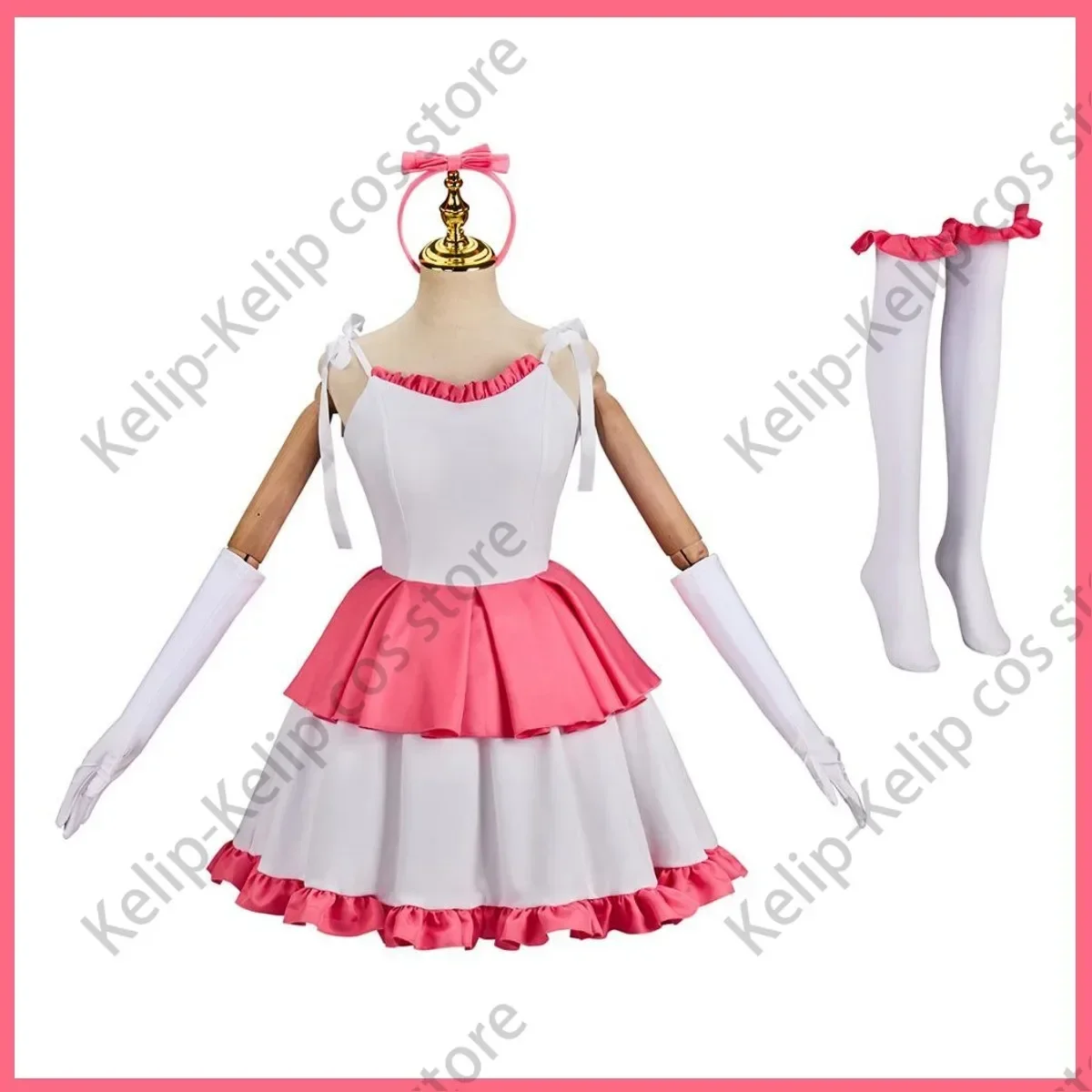 Horror Movies Perfect Blue Kirigoe Mima Cosplay Costume Wig Pink White Princess Dress Woman Sexy Lovely Carnival Party Suit