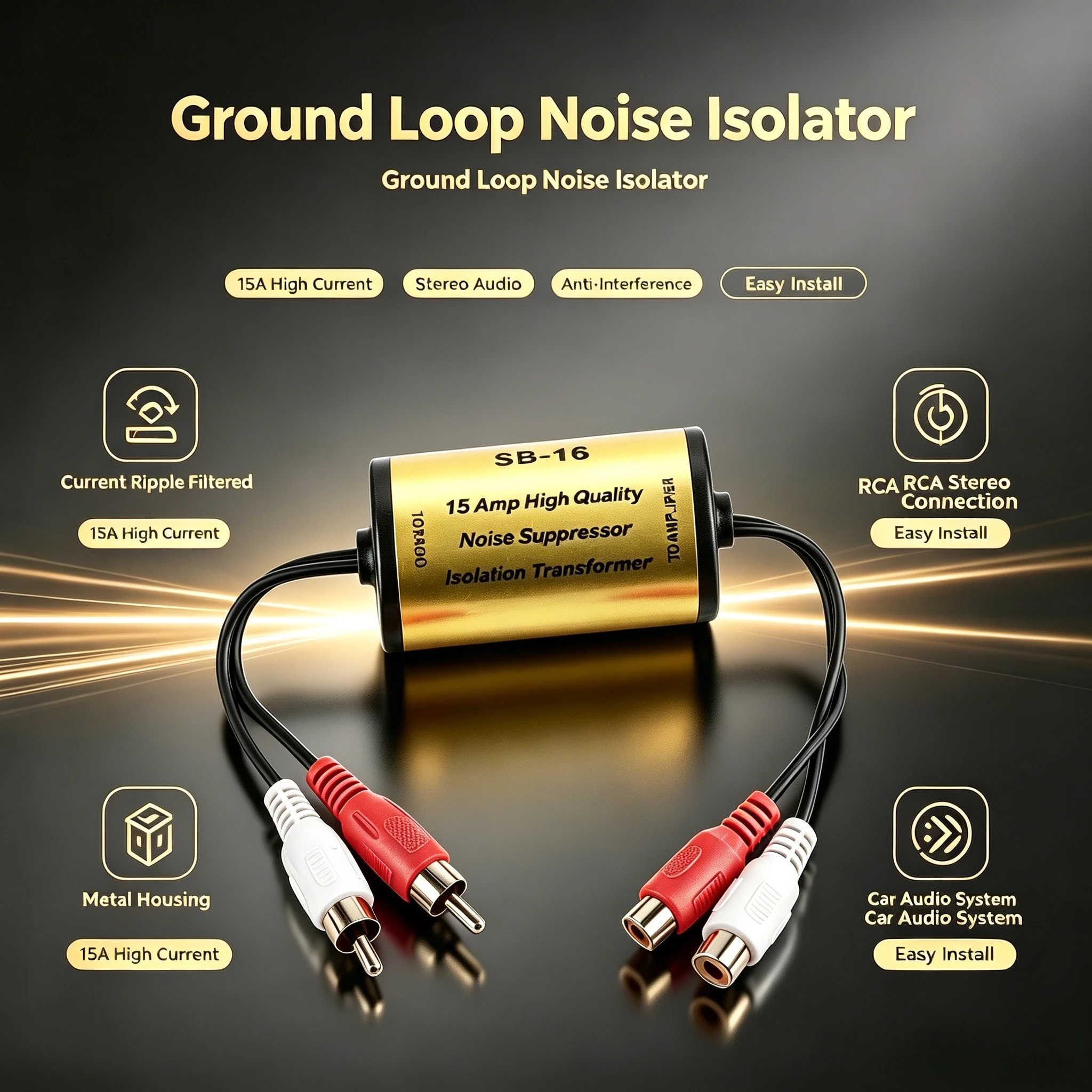 Audio Noise Filter Ground Loop Isolator for RCA Eliminate Hum Buzz Static Car Home Stereo System Car Audio Upgrade Filter view 6