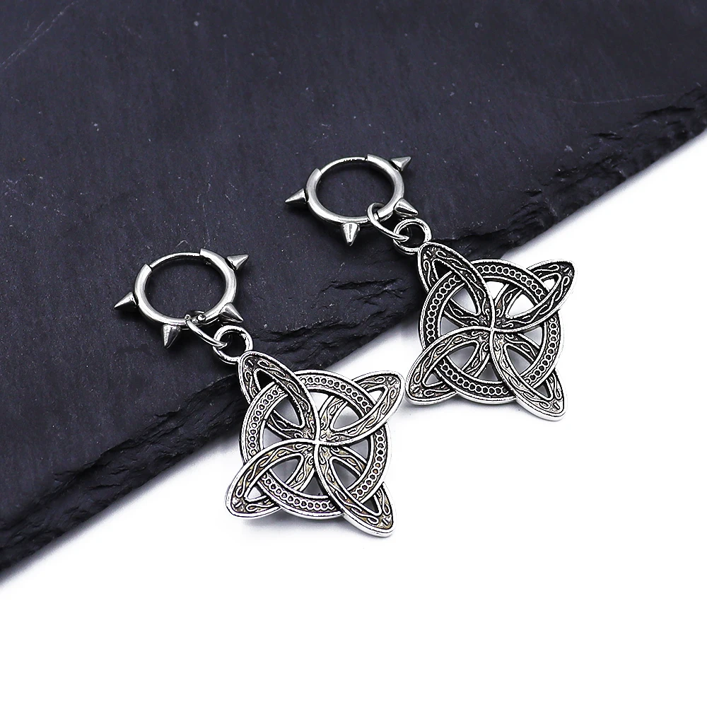 Classic Viking Stainless Steel Earrings Nordic Men's Vintage Scandinavian Amulet Jewelry Studs Party Accessories Wholesale