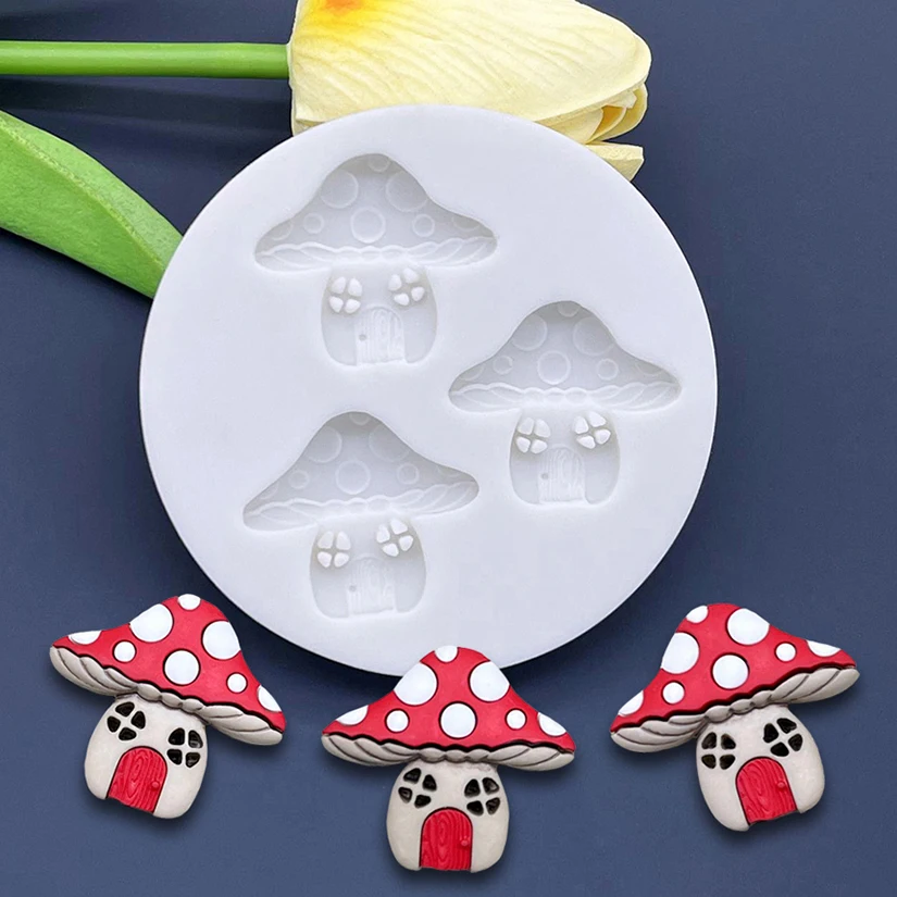 Mushroom Houses Silicone Mold Sugarcraft Chocolate Cupcake Baking Mold Resin Fondant Cake Decorating Tools