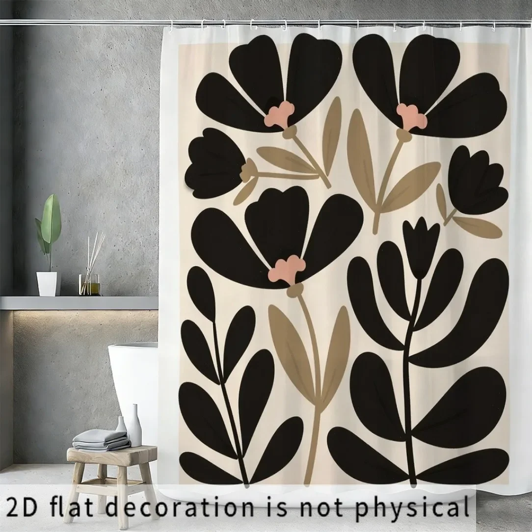 Boho Floral Tropical Leaf Shower Curtain Bathroom Wall Decor Modern Abstract Botanical Print Shower Curtain