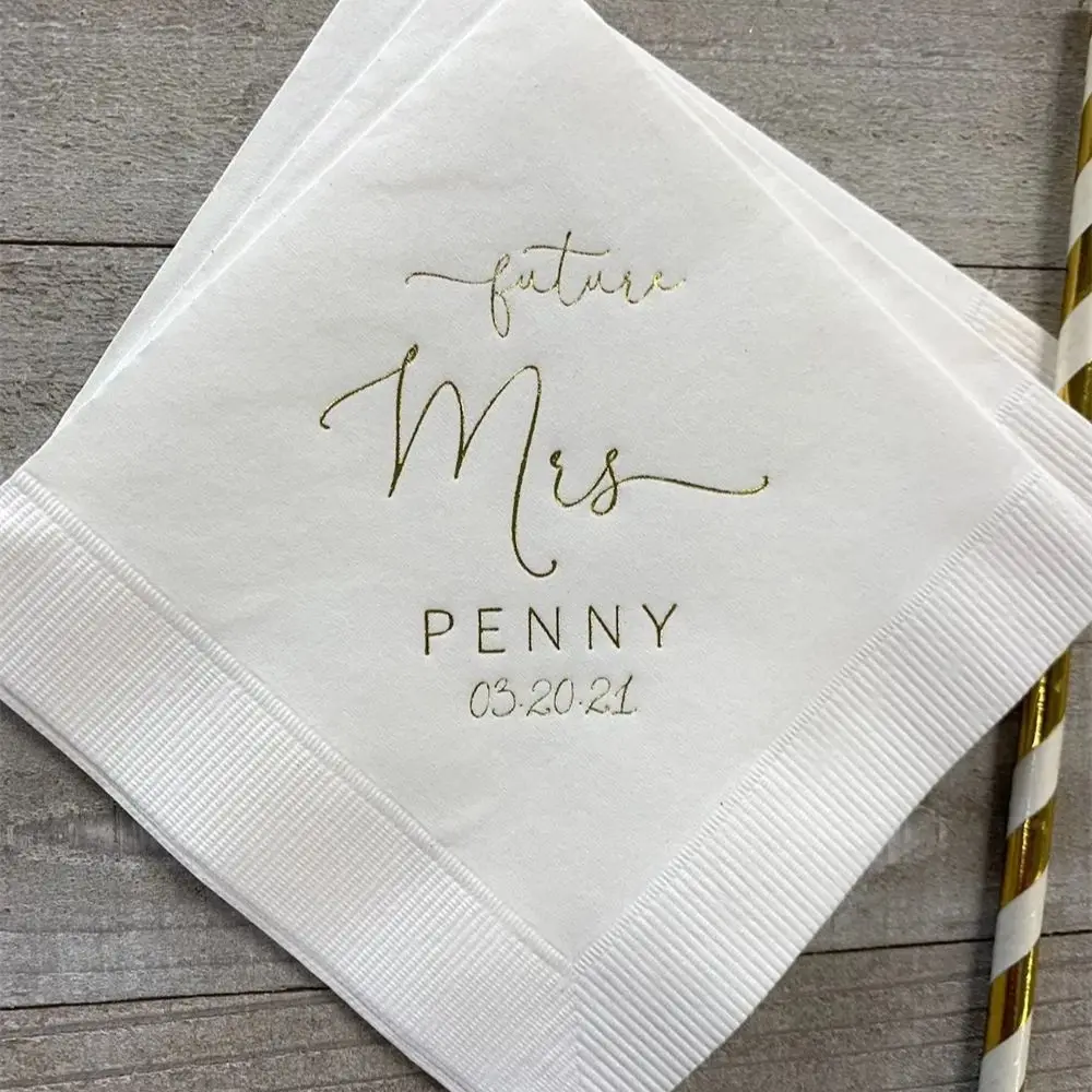 

100PCS Personalized Napkins Bridal Shower Custom Printed Monogram Napkins The Future Mrs