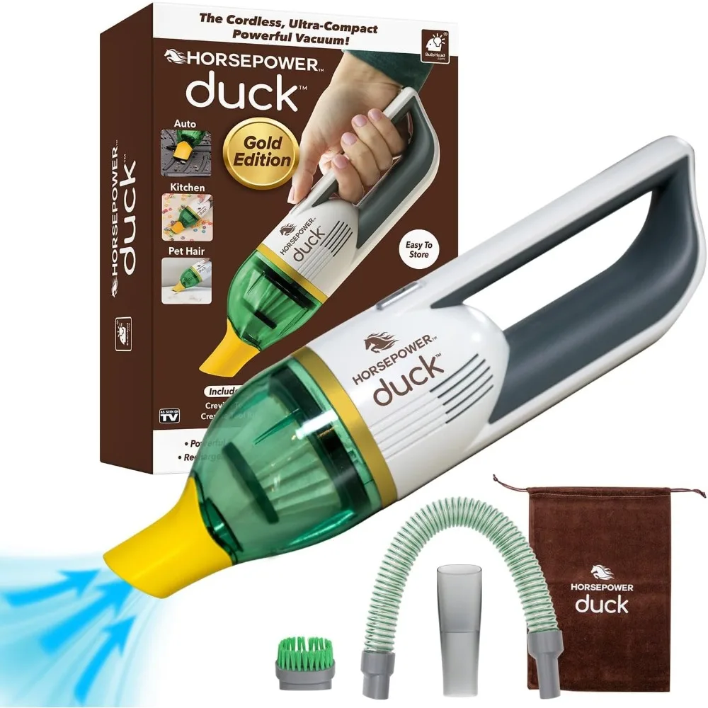 

Duck Compact Cordless Vacuum by , Gold Edition, Ultra-Powerful Upgraded Battery for Extra-Long Run Time, AS-SEEN-ON-TV, Strong S
