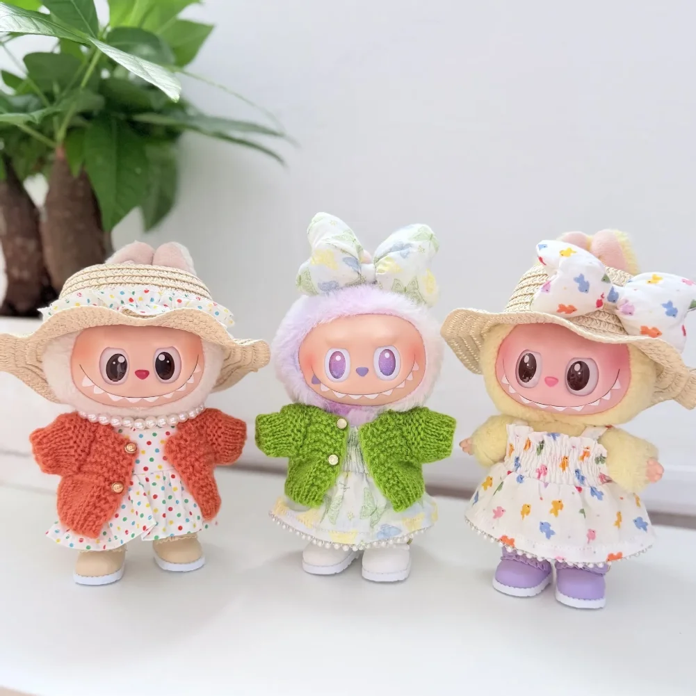 

Mini Doll Skirt with Hair Band Doll Clothes Outfit Accessories For 17cm Labubu V3 Plush Doll's Clothing