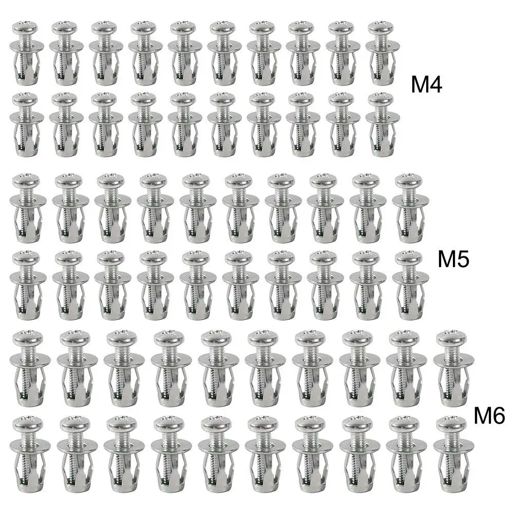 60-Piece Metal Petal Nut Kit Petal Nut Screw Expansion Nut Expansion Screw For Hollow Wall Iron Skin Line M4 M5 M6 For Garage