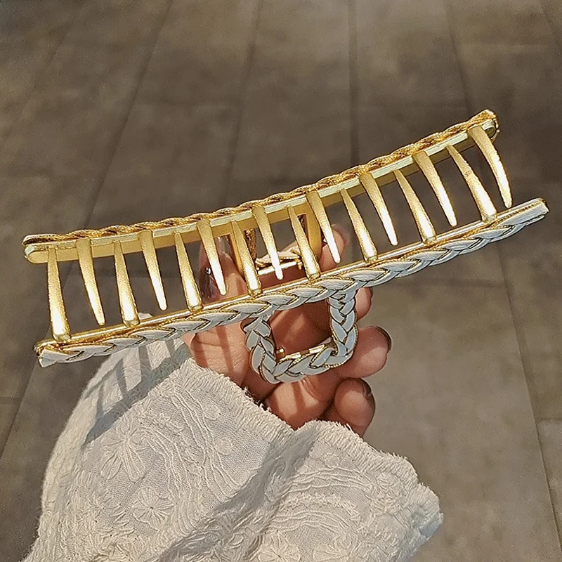 قطعة واحدة من مشبك الشعر المعدني، أغطية الرأس الكورية الكبيرة، مشبك شعر أنيق، مشبك سمك القرش، مشبك شعر في الجزء الخلفي من الرأس