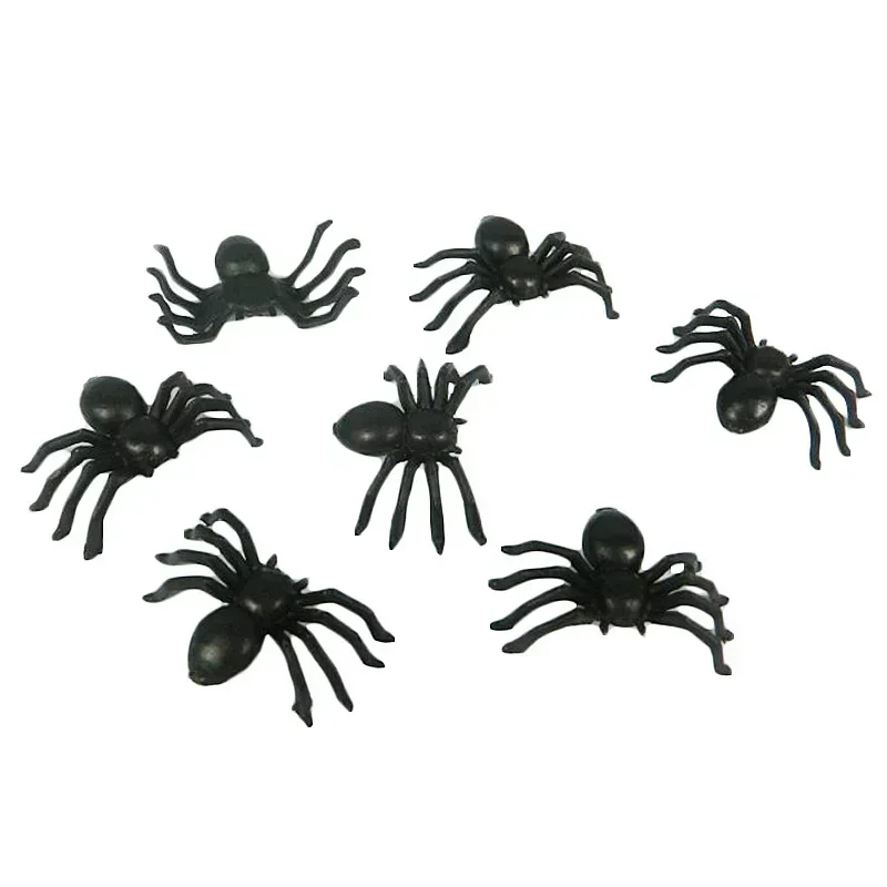 100PCS 21MM Horror Black Spider Haunted House Spider Web Bar Party Halloween Decoration Supplies Simulation Tricky Toy Kids