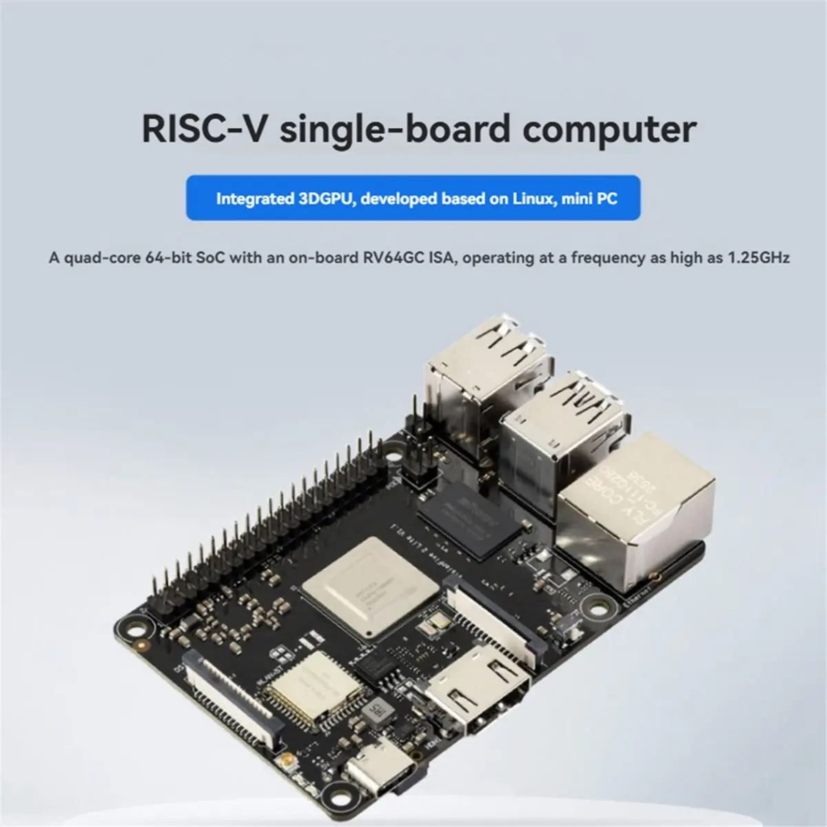 

(A32M) For VisionFive2 Lite RISC-V Development Board JH-7110S AI StarFive 4GB LPDDR4 Integrated 3D GPU Wi-Fi 6+BT 5.4