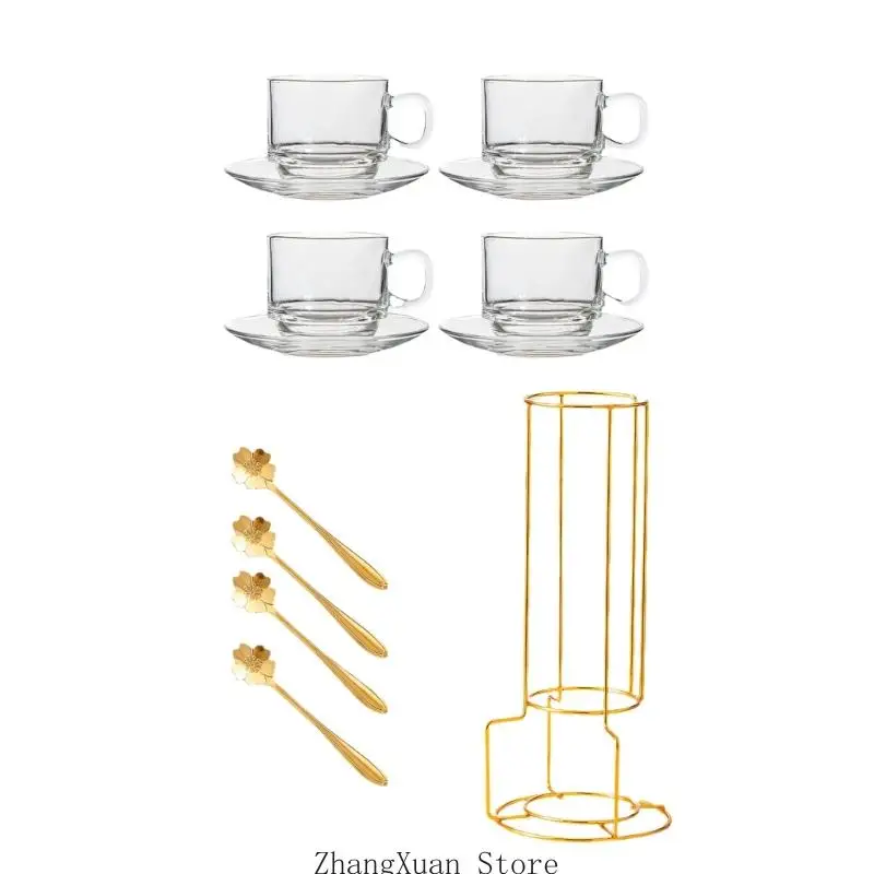160ml Visible Coffee Cup And Dish Pair With Smooth Display Stand For Limited locations 3XUF