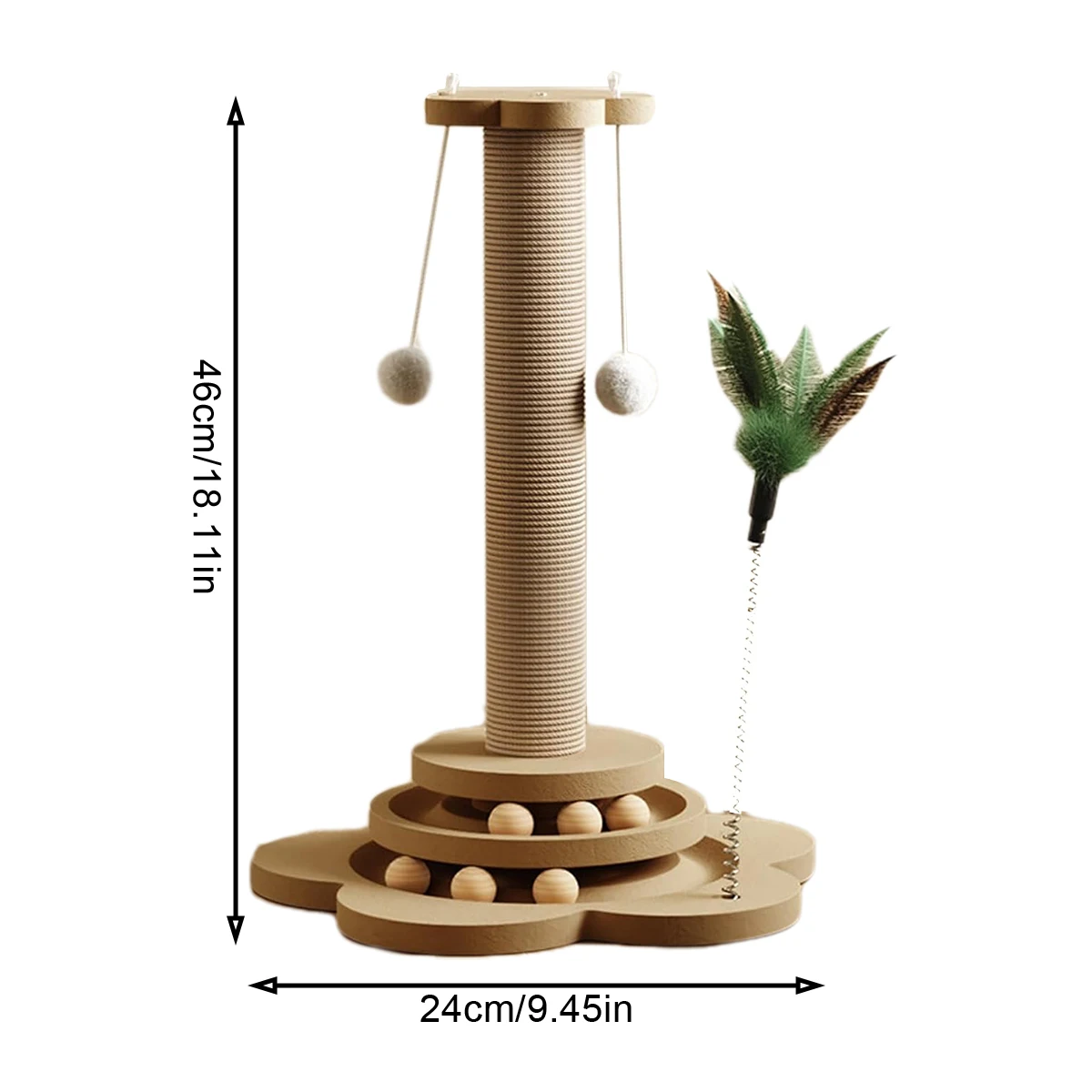 Colorable Solid Wood Cat Toy Fun Stick Durable Sisal Scratching Board Supplies Catch Column