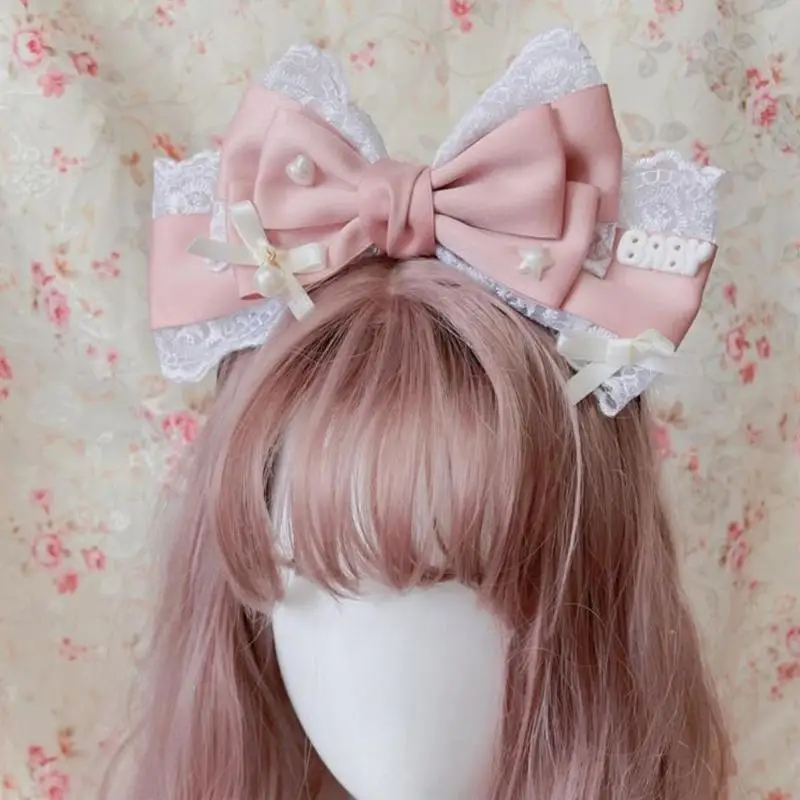 39BB Comics Show Bowknot Headband Lace Headhoop/Hair Clips LolitaStyle Costume Headdress Girl Female Cosplay Party Headpiece