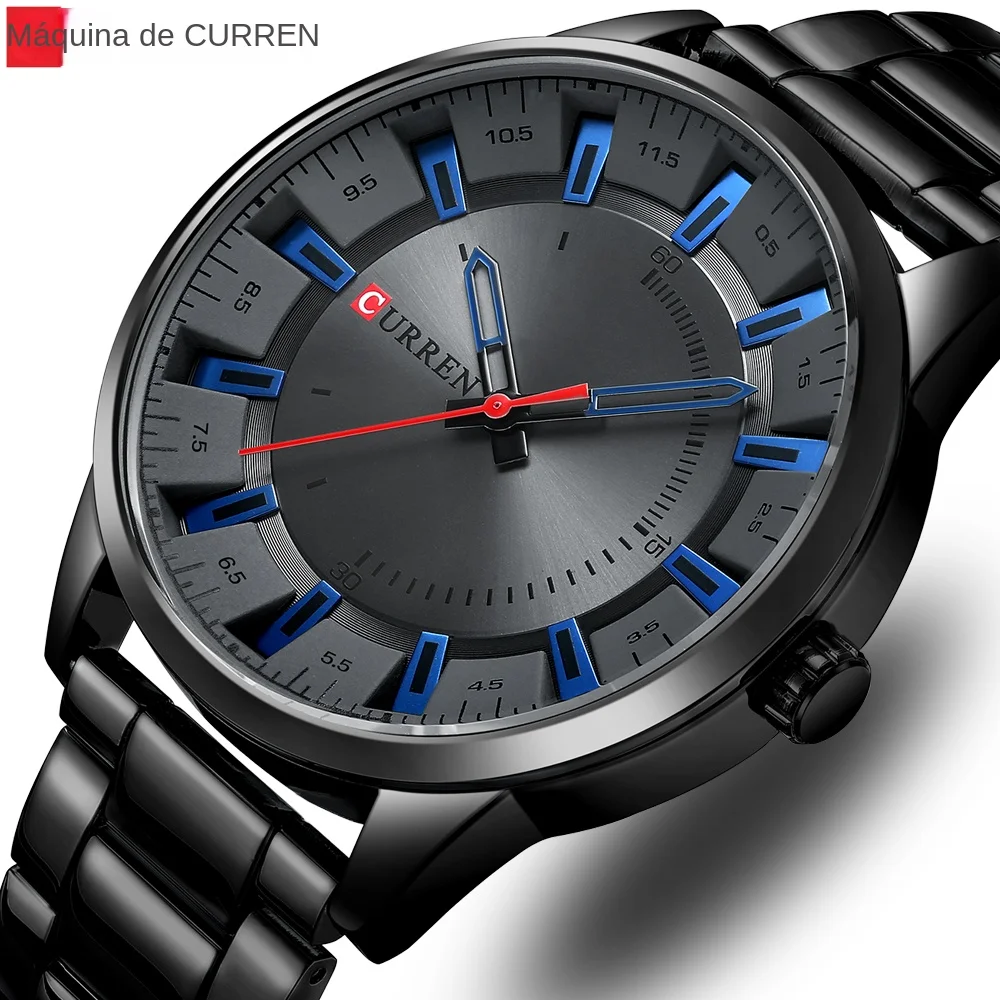 Relojes CURREN de nueva moda de estilo Simple para hombre, relojes de pulsera de cuarzo, reloj con banda de acero inoxidable para hombre con caja
