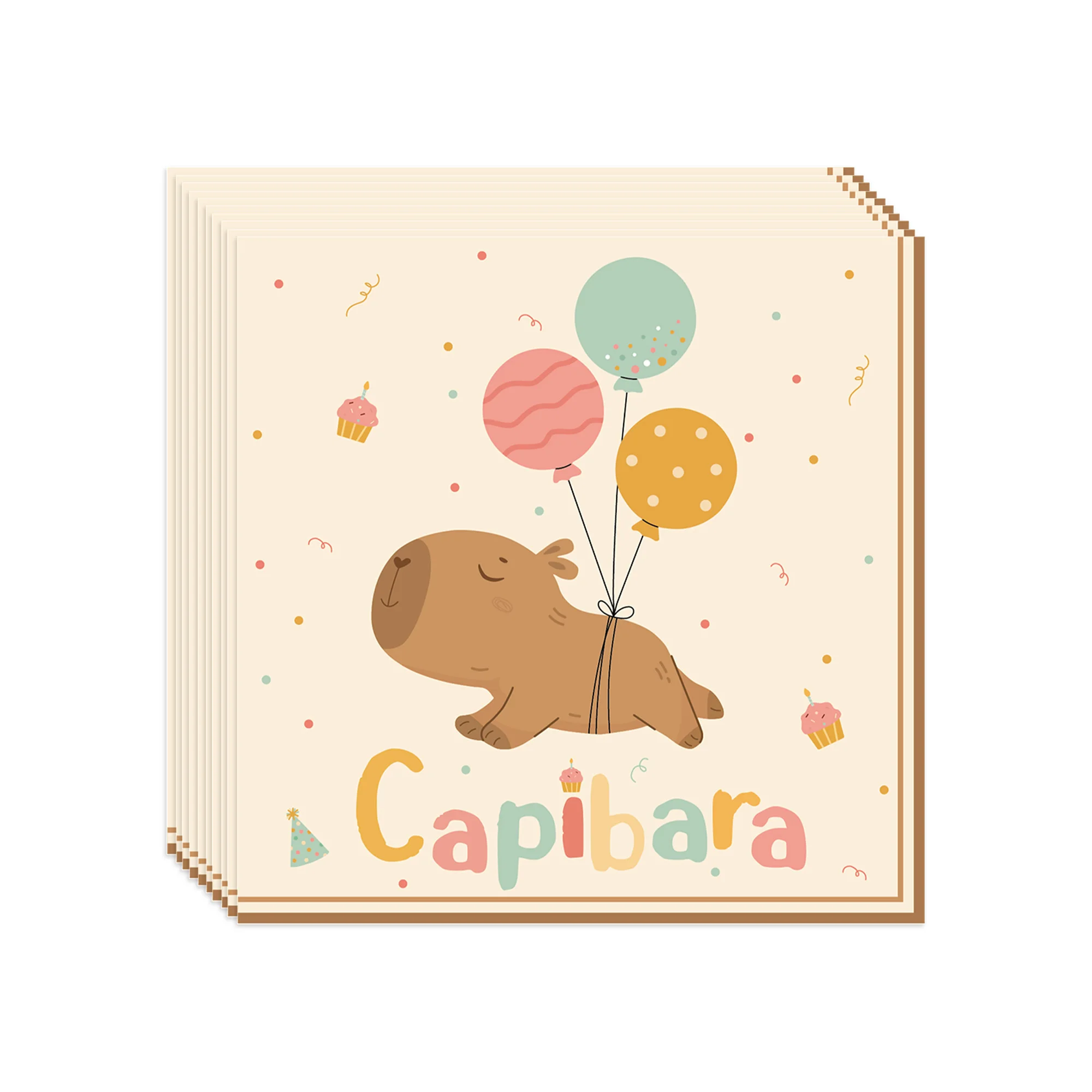 Conjunto de decoração de festa de aniversário com tema capivara, 10-20 pessoas, acessórios de chá de bebê, sacos de presente de animais, cenário personalizado