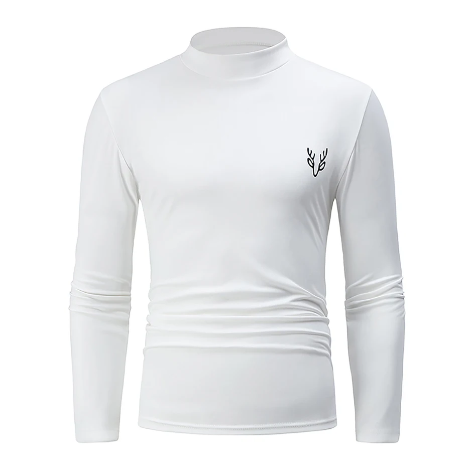3/1 Stück Herren Herbst- und Winter-T-Shirt in Uni-Farbe mit halbhohem Kragen, lässig, einfach, warm, langärmelig, für junge Männer, Übergröße, Basic-Oberteil – Detail 15