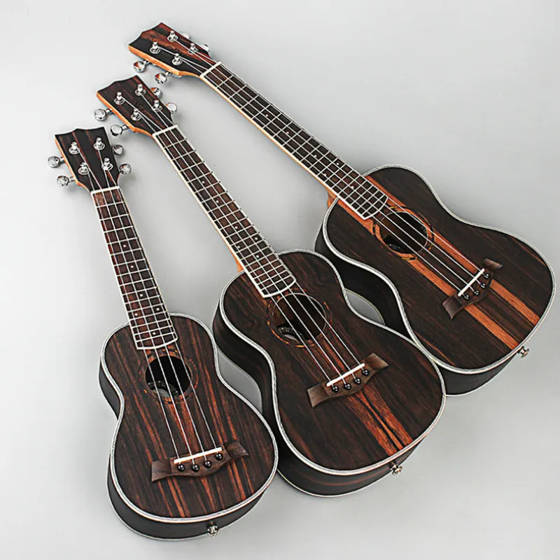 Ukulele 23 Inches Concert Ebony Mini Electric Acoustic Guitar 4 Strings Ukelele Guitarra Install Pickup Stringed Instrument