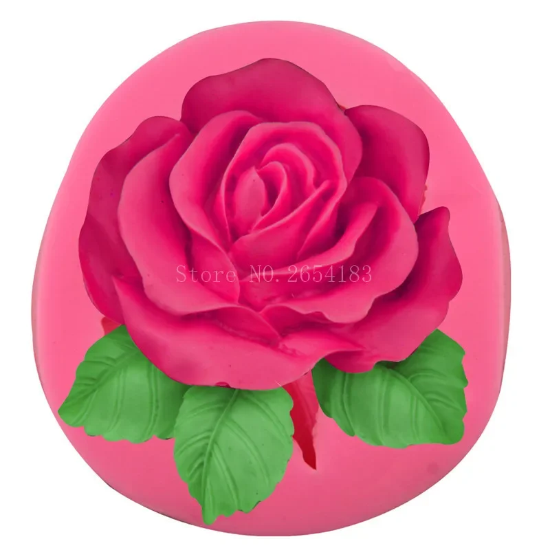 

Flower Rose with Leaf Silicone Fondant Soap 3D Cake Mold Cupcake Jelly Candy Chocolate Decoration Baking Tool Moulds FQ3189