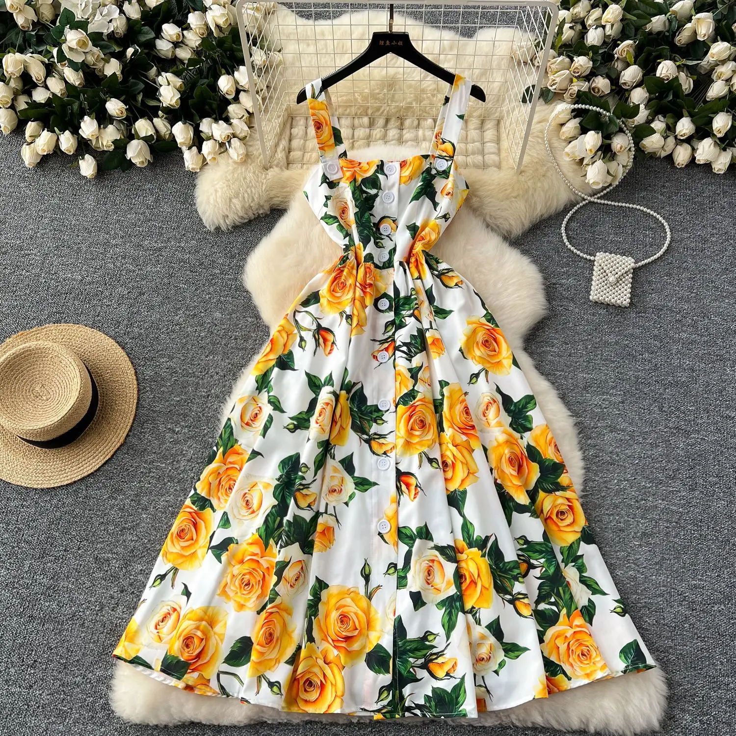 

Women Dress Long Dresses Print Floral A Line Sling Vestidos High Waist Sleeveless Elegant Splice Y2k Streetwear Party Night 2025