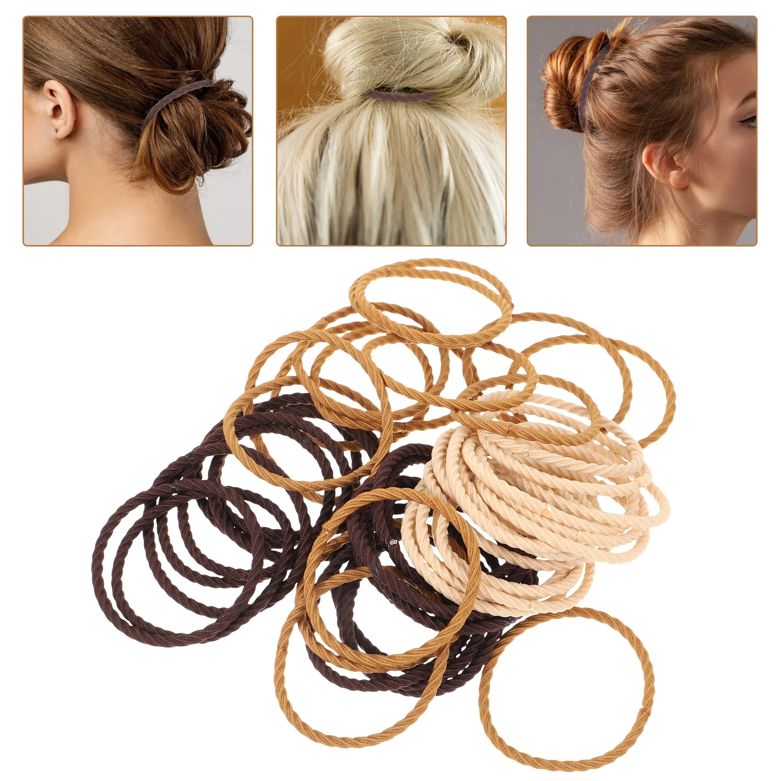 

50pcs Elastic Ties For Women Stretch Ponytail Holders Ropes Scrunchies Bulk Accessories Thin Hair Styling Bands Resin Hair Rings