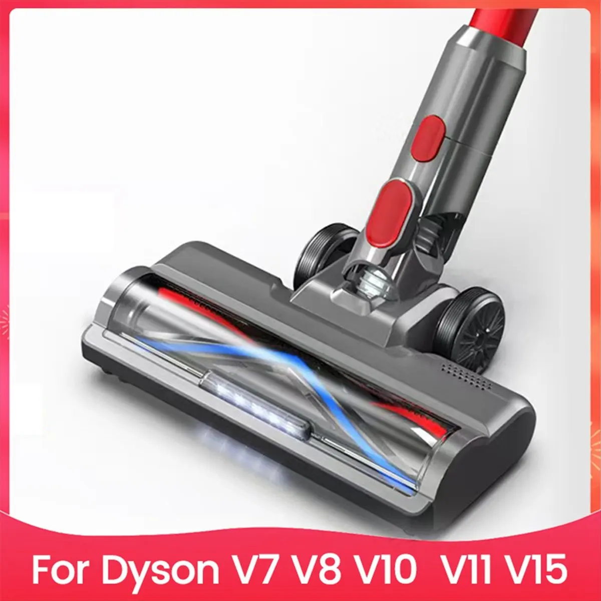 AA19 Replacement Head for V7 V8 V10 V11 V15 with LED Dust Lamp V-Shaped Brush Attachment for Carpet and Hardwood Floors