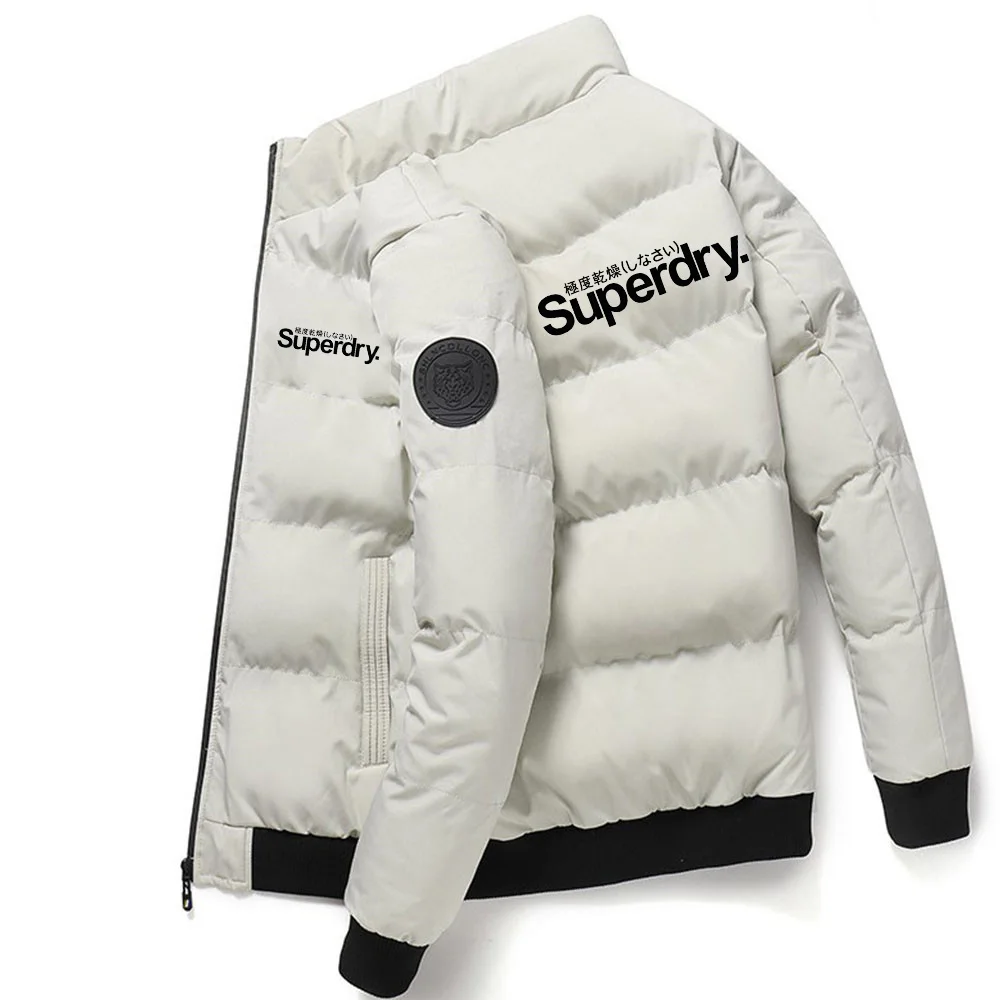 New fabric stand-up collar men's cotton coat for winter, thick and warm, trendy brand, short style, fashionable and casual jacke