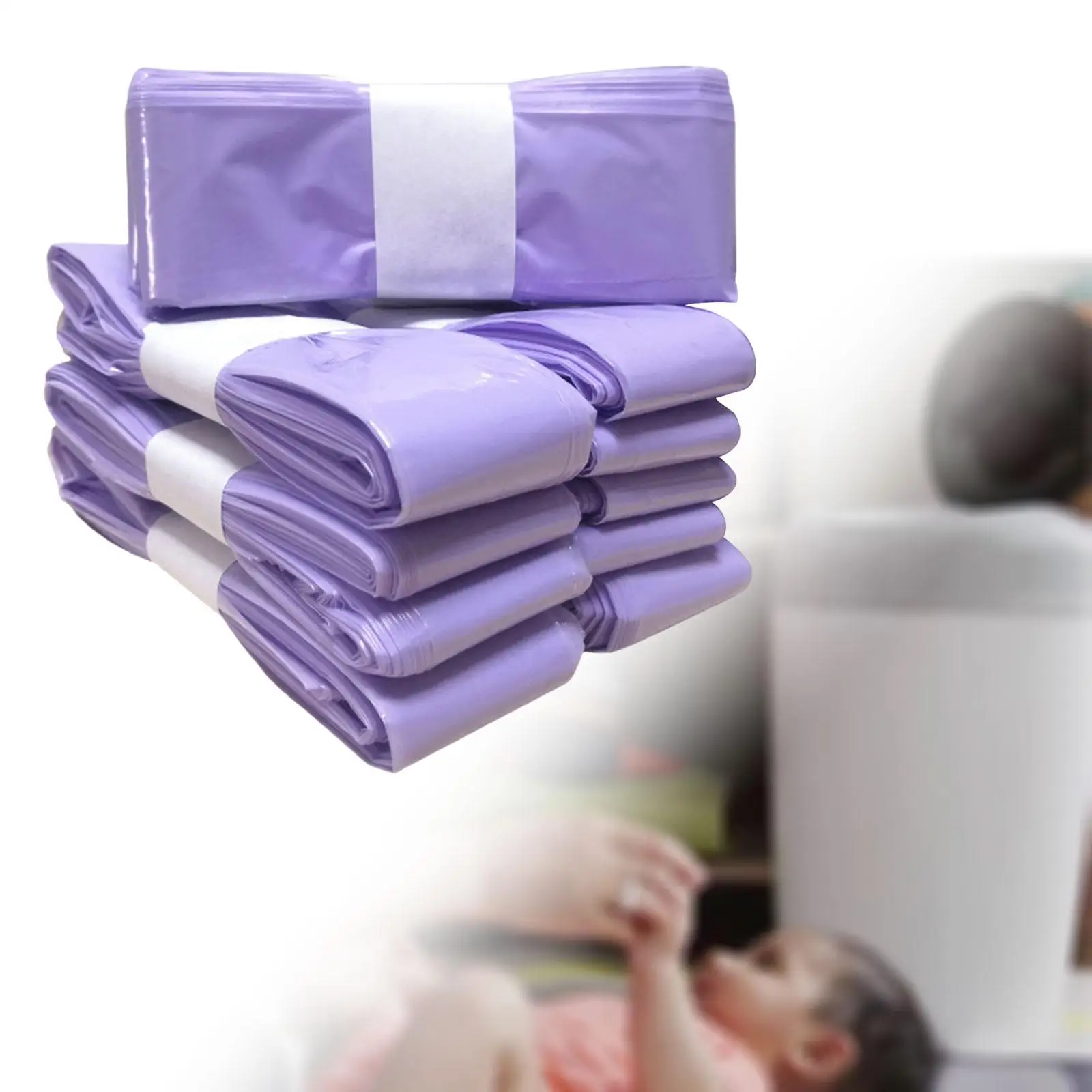 10 Pieces Baby Diaper Bags Thick Diaper Pail Liners Disposal Diaper Trash Bags for Outdoor Bathroom Camping Travel Dirty Diaper