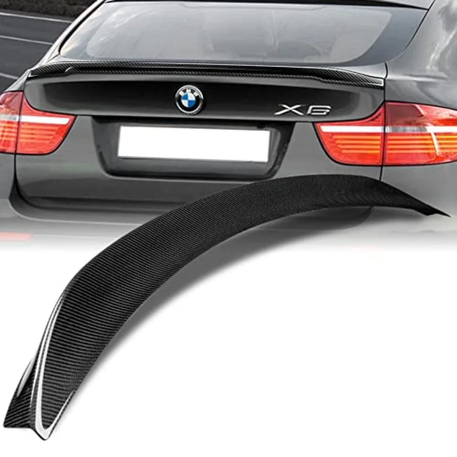

Q1-Tech Carbon Fiber Lift Gate Trunk Spoiler Wing for 2008-2014 BMW E71 X6 Rear Trunk Lip Spoiler P2-Style Black High-Quality L