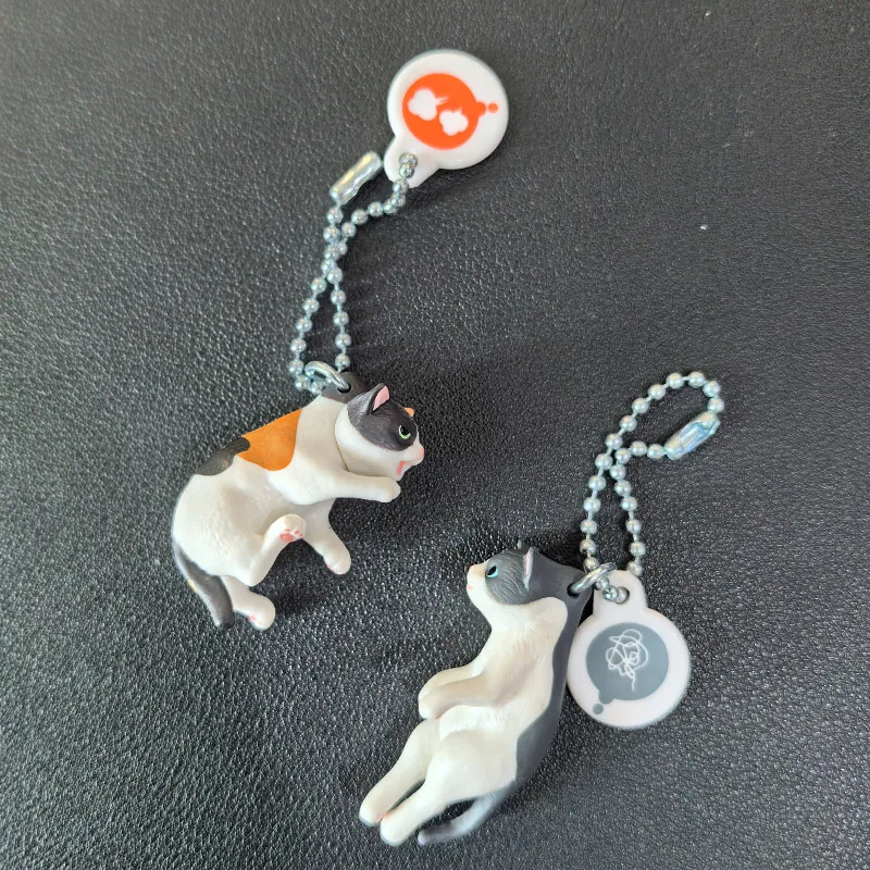 Original Japan Gashapon Figure Anime Cute Mini Pet Animal Angry Kitten Pendant Cat Model Keychain Kawaii Capsule Toys Boys Gift