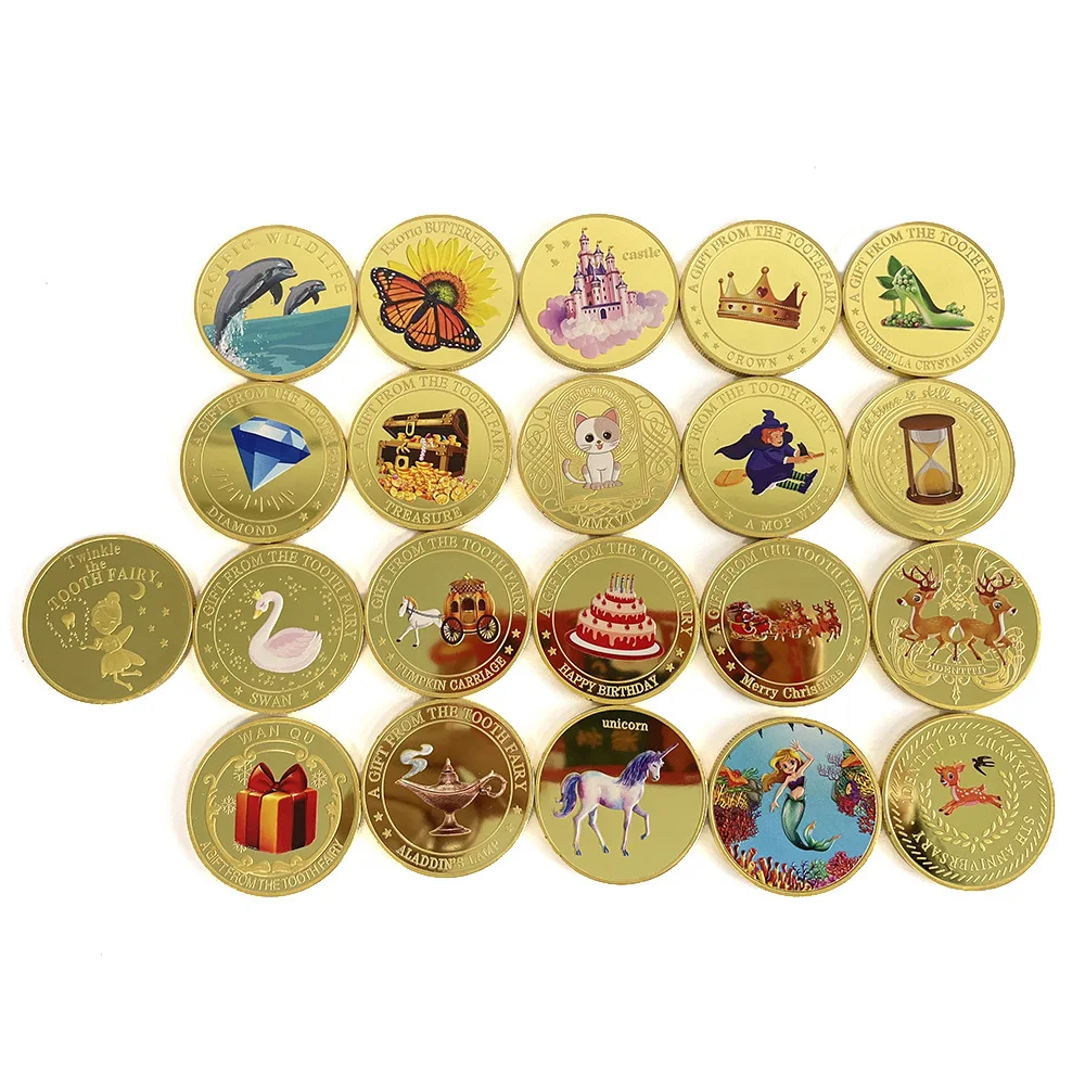 

Gold Plated Painted Tooth Fairy Collection Art Collection Gifts Physical Commemorative Gifts Coins Medals Metal Antique Crafts