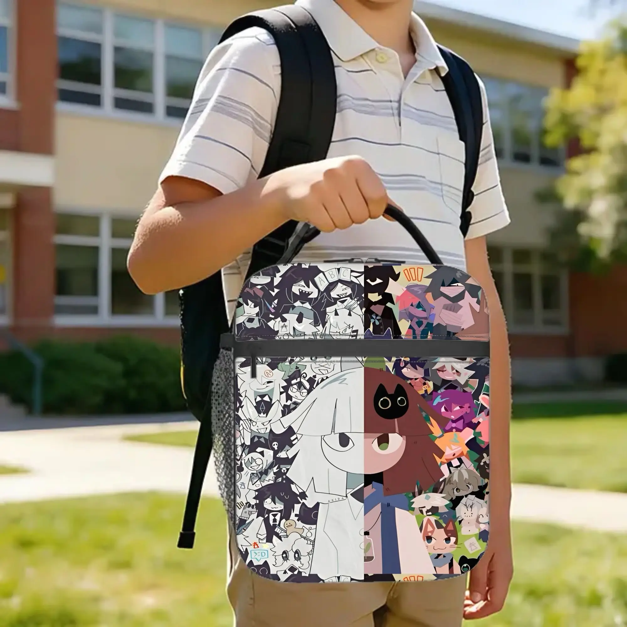 Miss Circle  Insulated Lunch Bag Portable Fundamental Paper Education  Lunch Container Cooler Bag Tote Lunch Box Bento Pouch