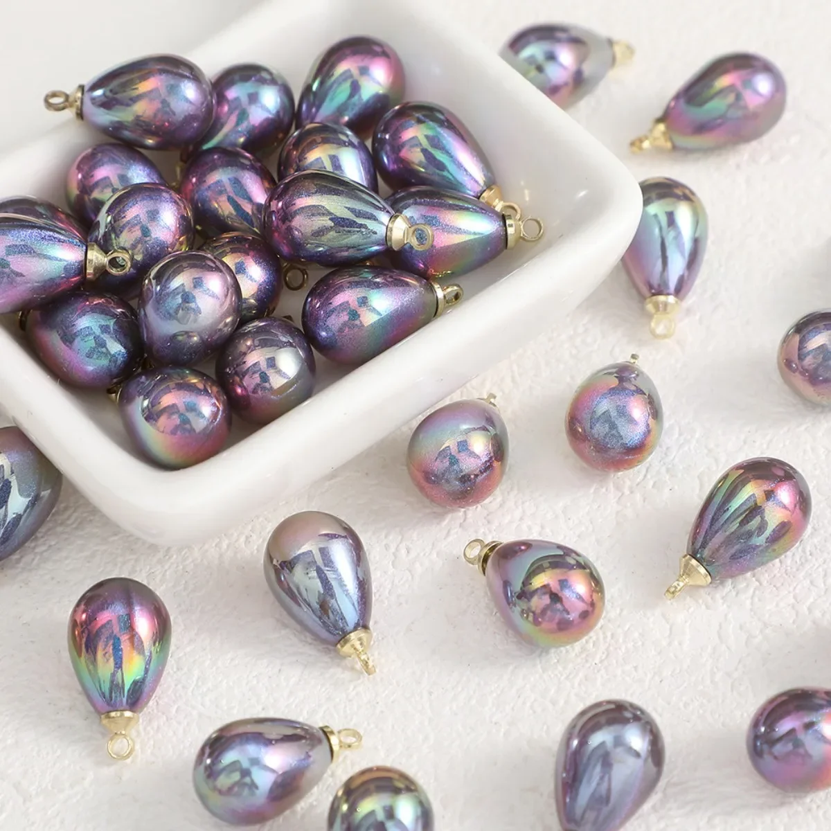 Z14 5Pcs 10mmx18mm Color Sweet Elegant Mini Acrylic Pearl Water Drop Chars Beads Jewelry Making DIY Necklace Ornaments Material