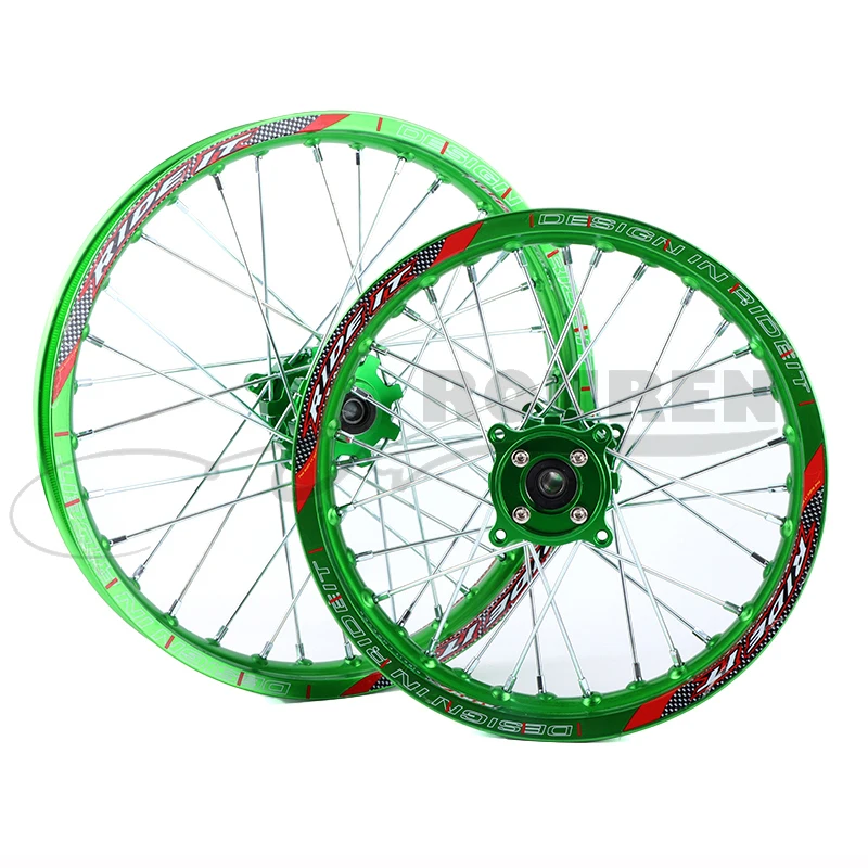 

Dirt Pit bike 15mm Front 1.40x14" Rear 1.85x12" Alloy Wheel Rim with CNC Hub For KAYO HR-160cc TY150CC 12 14 inch green wheel