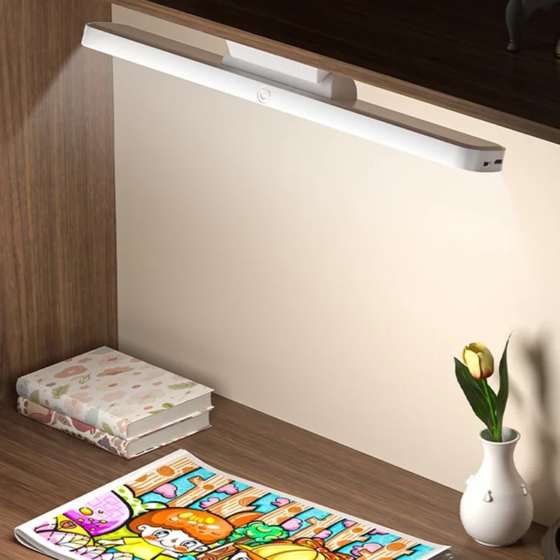 USB Rechargeable LED Desk Lamp Stepless Dimmable Magnetic Hanging Night Light Multifunctional Bedroom Reading Table Lamp