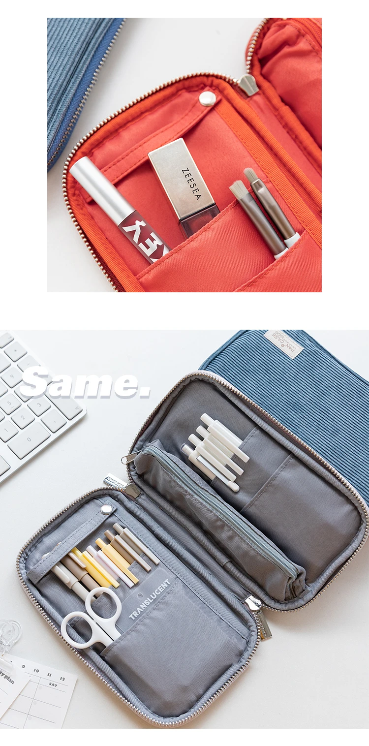 Kokuyo Cord-Pfannenetui, flach, offen, mit mehreren Taschen, Stifte, Bleistiftbeutel, Aufbewahrungstasche, Handtasche F7025 – Detail 9
