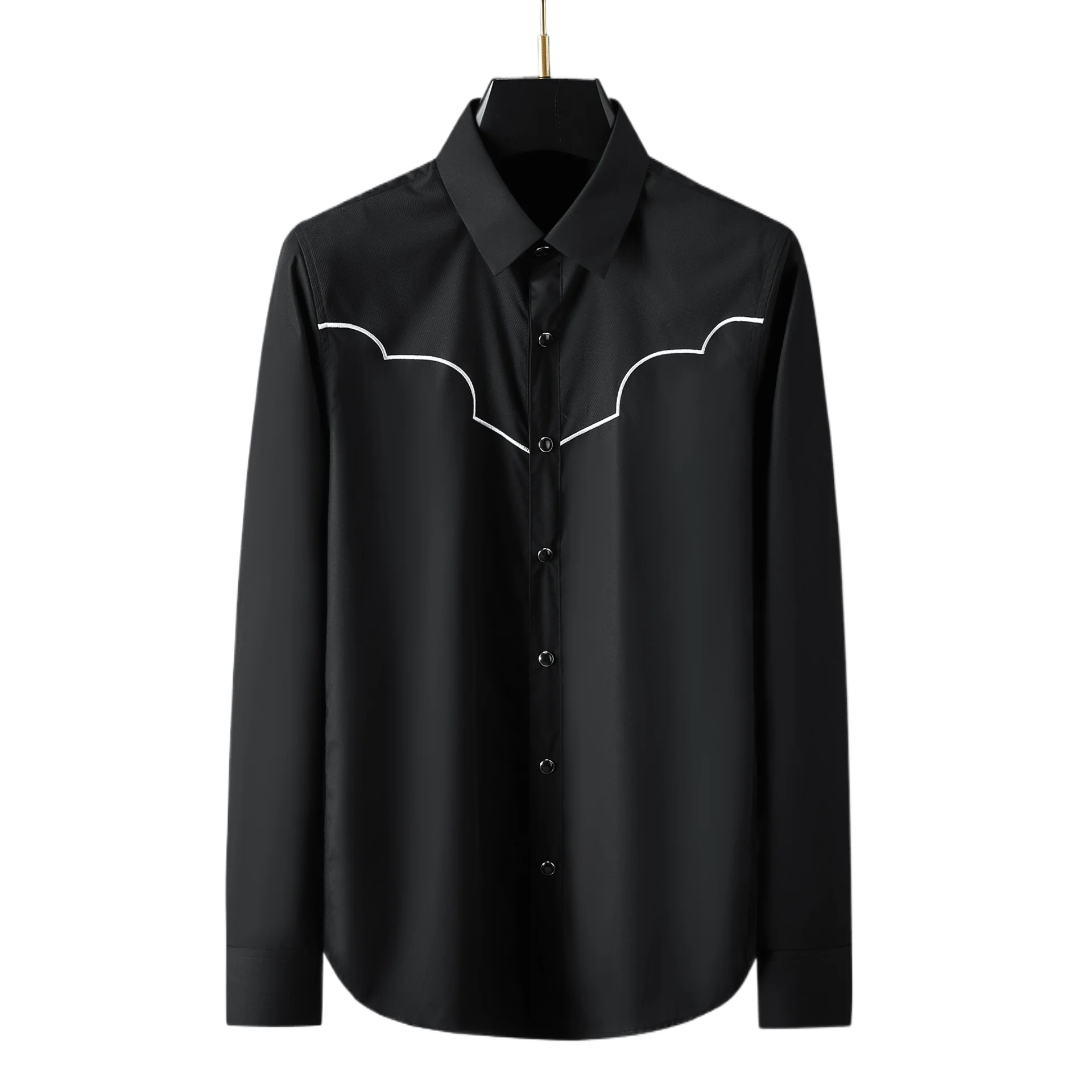 

Мужские рубашки Brand Patchwork с длинным рукавом, универсальные белые рубашки, повседневные деловые рубашки, роскошная одежда для мужчин для банкетов и вечеринок