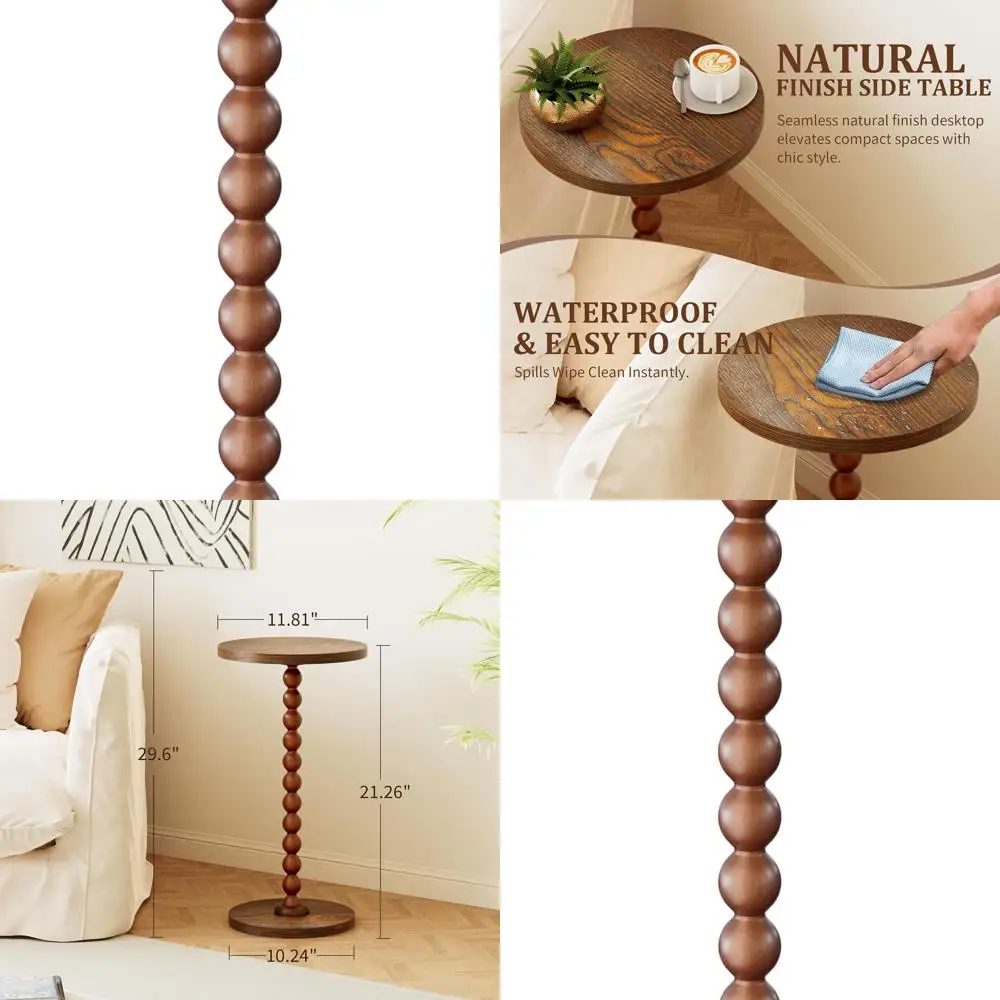 

Compact Modern Nightstand with Rubberwood Legs, Ideal for Small Spaces in Living Rooms, Bedrooms, and Offices (Brown)