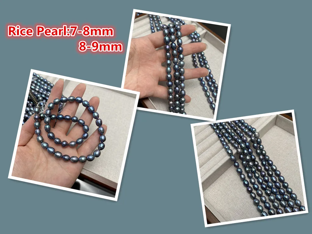 

Black Rice Pearl Natural Freshwater Pearl Isolation Beads For Jewelry Making DIY Necklace Earring Bracelet Accessory Length 36cm