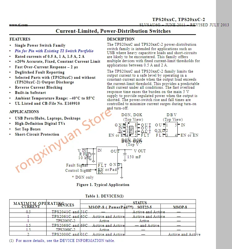 20Pcs TPS2051CDBVR Marking: VBYQ SOT23-5  TPS2051  Current Limited, Power-Distribution Switches 100% new original